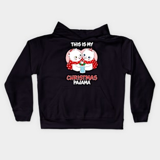 This Is My Christmas Pajama Cats Couple Drinking Family Matching Christmas Pajama Costume Gift Kids Hoodie